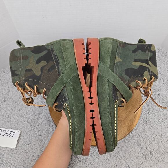 Polo Country Ralph Laruen Mens 13D Ranger Green Camo Suede Strap Moc Toe Boot - Picture 8 of 15